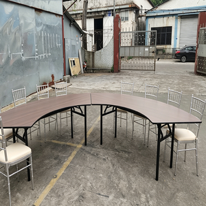 Mesas <span class=keywords><strong>de</strong></span> Lujo para Eventos <span class=keywords><strong>de</strong></span> 48, 60 y 72 Pulgadas, Mesa <span class=keywords><strong>de</strong></span> Comedor Plegable en <span class=keywords><strong>Forma</strong></span> <span class=keywords><strong>de</strong></span> Media Luna, Estilo Minimalista Italiano, para Hoteles, Banquetes y Bodas - Product Image 4