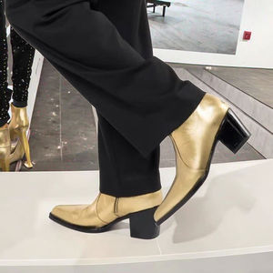 מגפי chelsechelsey לגברים בגובה רוכסן מתכתי מגבה העקב גושי יוקרה סתיו חורף ייבוש מהיר - Product Image 6