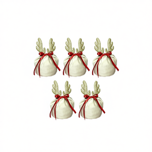 5pcs White Flannel <b>Drawstring</b> Gift <b>Pouches</b> Christmas Antler Design Xmas Holiday Supplies - Product Image 1