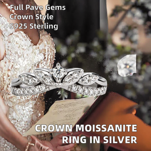 แหวนมอสซาไนต์ทรงมงกุฎประดับเพชรเต็มวง แบรนด์ PYQ รับรองโดย GRA ตัดแบบบริลเลียนท์ เงินแท้ S925 แฟชั่นสำหรับผู้หญิง ขายดี - Product Image 2