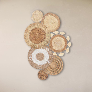 10 Pack New Creative Design Seagrass Hand Woven Woven Rattan <strong>Wicker</strong> <strong>Wall</strong> Hangings Tapestry <strong>Wall</strong> <strong>Decorations</strong> for Home Luxury - Product Image 1