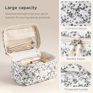 Large Travel Quilted Makeup <b>Bag</b> for Women Floral Cotton Cosmetic <b>Bag</b> - Product Image 5