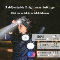 Bonnet LED rechargeable unisexe avec 4 LED, lampe frontale mains libres pour la pêche nocturne en hiver, la course à pied, bonnet en tricot lumineux USB à intensité réglable