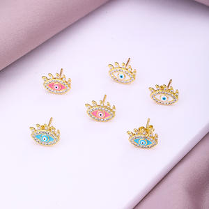 Pendientes de ojo malvado chapados en oro de 18 quilates con circón para mujer, joyería de fiesta y boda - Product Image 2