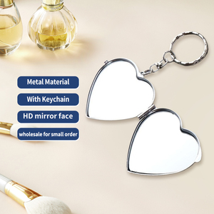 Tùy Chỉnh Mini Trái Tim Hình Bầu Dục Kim Loại Túi Cá Nhân Kích Thước Nhỏ Cầm Tay Mỹ Phẩm Keyring Trang Điểm Gương - Product Image 2