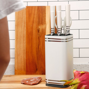 Ensemble de 8 couteaux de cuisine blanc cassé en acier inoxydable haute dureté avec bloc de rangement – Vente en gros - Product Image 2