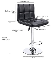 Vente en gros de meubles modernes, tabouret de Bar personnalisé en cuir PU, tabouret de Bar pivotant réglable avec dos
