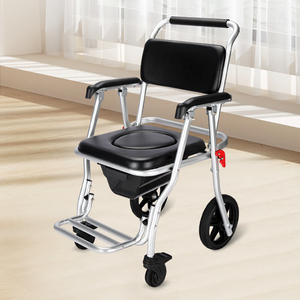 <span class=keywords><strong>Silla</strong></span> de Inodoro Plegable de Aluminio con <span class=keywords><strong>Ruedas</strong></span>, Ligera y Portátil, <span class=keywords><strong>Silla</strong></span> de <span class=keywords><strong>Ducha</strong></span> con Capacidad de 150 kg para Ancianos/Personas con Discapacidad FUSHIDE FST7813 - Product Image 6