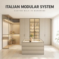 Système de dressing moderne en bois massif, armoire sur mesure, meuble de chambre, penderie, placard avec tiroirs
