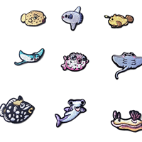 Patchs animaux de dessin animé, petits patchs brodés thermocollants en forme de poisson pour vêtements, chapeaux, sacs et accessoires