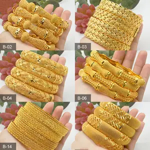Pulseira de casamento árabe indiano 24k, bracelete banhado a ouro com design para mulheres