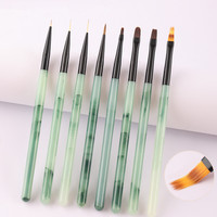 1/8PCS Stylos ronds en nylon vert pour nail art, pour dessin sur ongles, photothérapie et motifs floraux