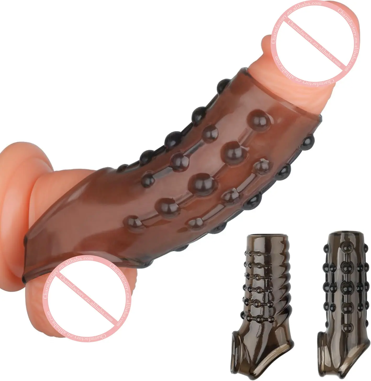 2 Stuks Herbruikbare Penis Mouwen Penis Vergroting Cock Ring Realistische Getextureerde Cock Mouw Seksspeeltje Vergroter Condoom