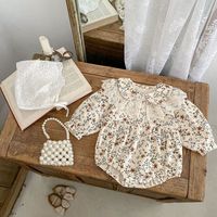 Pakaian Bayi Baru Lahir Musim Gugur RTS, Baju Bayi Perempuan Balita Lengan Panjang Motif Bunga, Romper Bayi
