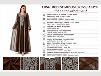 Abaya Dubaï en polyester YSYL, deux pièces, col carré avec broderie et strass, vêtements islamiques modestes pour l'Aïd et les grands événements