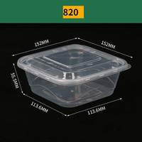 Récipient de nourriture carré jetable en plastique sûr pour micro-ondes Conteneurs de préparation de repas livraison Récipients de nourriture en plastique avec couvercles à emporter