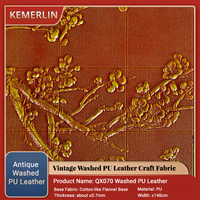Tissu en cuir PU écologique vieilli, changeant de couleur, vintage, doux et durable pour étiquettes, décoration, emballage KEMERLIN YLG008