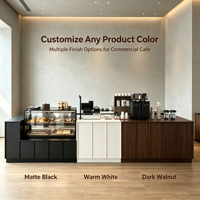 Comptoir de service moderne et écologique pour café, vitrine à pâtisserie en bois avec panneaux noirs, comptoir de caisse pour boulangerie-café