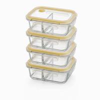 Boîte à lunch en verre à double compartiment, transparente en PP, isotherme, pour garder les aliments frais, compatible micro-ondes, résistante aux hautes températures, sans BPA, anti-fuite