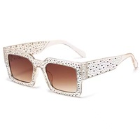 Nouveau style 2025 Lunettes de soleil unisexes à monture carrée intégrale, entièrement serties de diamants, UV400, style milliardaire, pour célébrités d'Internet et de la mode hip-hop