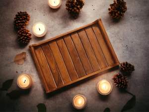 내구성 있는 손잡이가 있는 나무 서빙 트레이 - 침대에서 아침 식사 및 주방 보관을 위한 쉽게 청소할 수 있는 슬랫 플래터 - Product Image 5