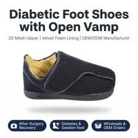 Chaussures Diabétiques à Bout Ouvert en Maille Respirante, Coupe Large, Semelle Intermédiaire en EVA, Semelle Extérieure en TPR pour Pieds Gonflés, Œdèmes, Soins du Diabète, Usine ODM OEM