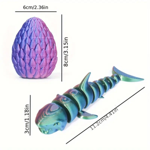 Modèle de jouet articulé en forme d'œuf de requin imprimé en 3D, ornement créatif et tendance pour enfants, animaux et dinosaures - Product Image 2