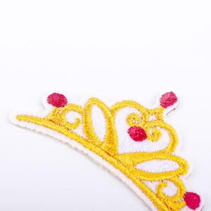 Benang kartun emas metalik besi Patch mahkota kecil bordir manik-manik mahkota bordir Patch untuk pakaian kain utama - Product Image 6