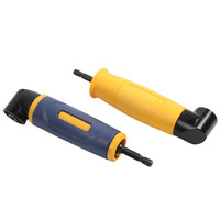 Dr. Adaptateur d'angle extensible industriel géant jaune à 90 degrés avec coque bleue, connecteur d'embout de tournevis à angle droit