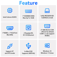 Mini PC 12V Intel N5095 DDR4 RAM M.2 NVME 2 RJ45 Gigabit Ethernet RS232 COM industriel Minipc LINUX Micro ordinateur sans ventilateur