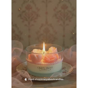 เทียนหอมกุหลาบในโหล ทำด้วยมือจากขี้ผึ้งถั่วเหลือง 16 ออนซ์ - Product Image 1