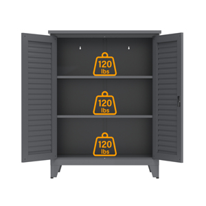 Moderno Armario <span class=keywords><strong>de</strong></span> Almacenamiento Metálico <span class=keywords><strong>de</strong></span> 47 Pulgadas <span class=keywords><strong>de</strong></span> Alto con <span class=keywords><strong>Dos</strong></span> Puertas y 3 Estantes para Sala <span class=keywords><strong>de</strong></span> Estar, Dormitorio, Comedor - Product Image 2