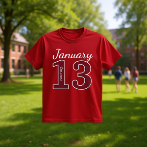 Camiseta de Algodón Personalizada para Mujer, Diseño Bordado del 13 de Enero, Informal, Manga Corta, Color Sólido, Prenda Ecológica - Product Image 2