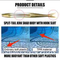 Leurre souple flottant Cheery TPR Jerk Bait Shad Minnow, appât artificiel 10x plus résistant, queue fendue, pour pêche au drop shot, pour achigan, brochet, et zander