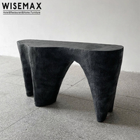 WISEMAX FURNITURE Table console au design minimaliste en fibre de verre table d'entrée noire table d'entrée irrégulière couloir longue table pour la maison