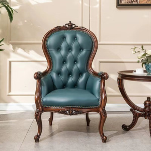 MR Chaise de canapé en bois massif de noyer de style américain Fauteuil de loisirs de salon Table basse et chaises de balcon de style européen - Product Image 2