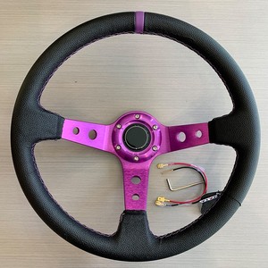 <span class=keywords><strong>Volant</strong></span> de course universel personnalisé 350 mm en PVC violet <span class=keywords><strong>avec</strong></span> surpiqûres, à 3 branches, pour tuning JDM, piste et conduite quotidienne - Product Image 6