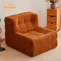 Canapé compressé en velours côtelé capitonné, fauteuil lounge à profil bas, gain de place, montage facile, idéal appartement