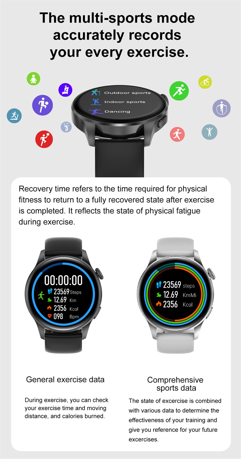 New Arrival DT3 New 1.45 Inch 412 x 412 Pixel Round Screen Fitness Tracker IP68 Waterproof BT Calling Smart Watch for Men