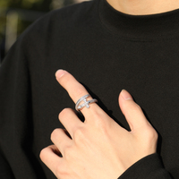 UWIN Bague Épée de la Justice Hip Hop, Nouvelle Bague Designer Noire et Violette avec Zircon Cubique pour Femme et Homme, Bijoux de Rappeur