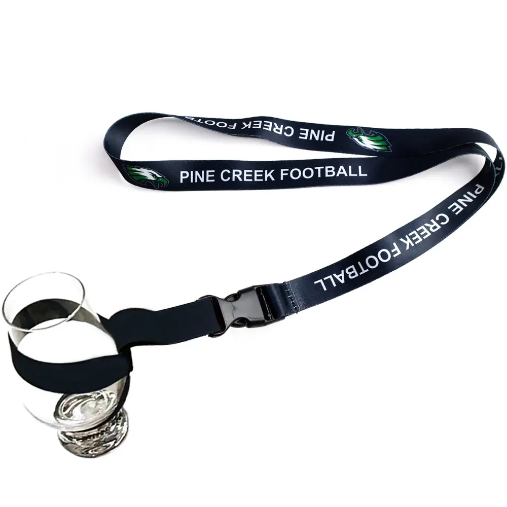 Adjustable promotional printed nylon polyester lanyard personalizado wine glass holder lanyard with logo custom