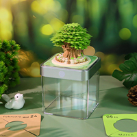 Bloc-notes calendrier panoramique 3D en chêne avec lumière LED, couverture en acrylique, boîte cadeau, décoration de bureau à vue complète, artisanat en papier