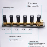 Mitigeur thermostatique de douche moderne en laiton poli chromé noir à 6 poignées et 5 fonctions, avec équilibrage de pression Homedec