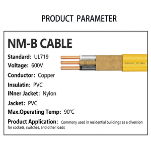 <span class=keywords><strong>Cable</strong></span> <span class=keywords><strong>Romex</strong></span> Tipo NM-B UL719 de JZD, Fabricante OEM/ODM, <span class=keywords><strong>12</strong></span>/2 14/2 10/3 AWG, Cableado Interior para Viviendas con Revestimiento No Metálico - Product Image 1