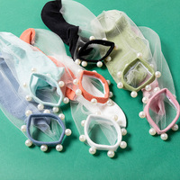 Fasion Cristal Bas Nouveau Style Transparent Sheer Chaussettes pour Femmes Cristal Dentelle Crew Perle Chaussettes