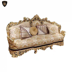 Juego de sofás seccionales de cuero de madera maciza tallada de estilo europeo de lujo, esponja rectangular de tres plazas para el hogar, Hotel, sala de estar - Product Image 5