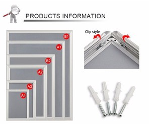 Nouveau cadre à pression argenté affiche Photo panneau de A0-A4 en aluminium cadre en métal Durable coins arrondis de type ouvert et à Angle droit - Product Image 1