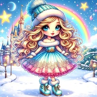 LS 60x60cm Hiver Fée Mignonne Fille Peinture Diamant 5D DIY Toile Velours Premium Kits Complet de Broderie Diamant Imprimée DIY