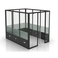 Soundproof Frameless Full Height Glass Partition Wall with Transparent Glass & Wood Office Partition Panel