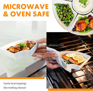 Plateau et plateaux de service rotatifs pour collations Ensemble de service divisé en céramique Plats de service amovibles pour frites et trempette - Product Image 4